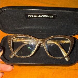 Dolce & Gabbana Gold Glitter Eyeglasses